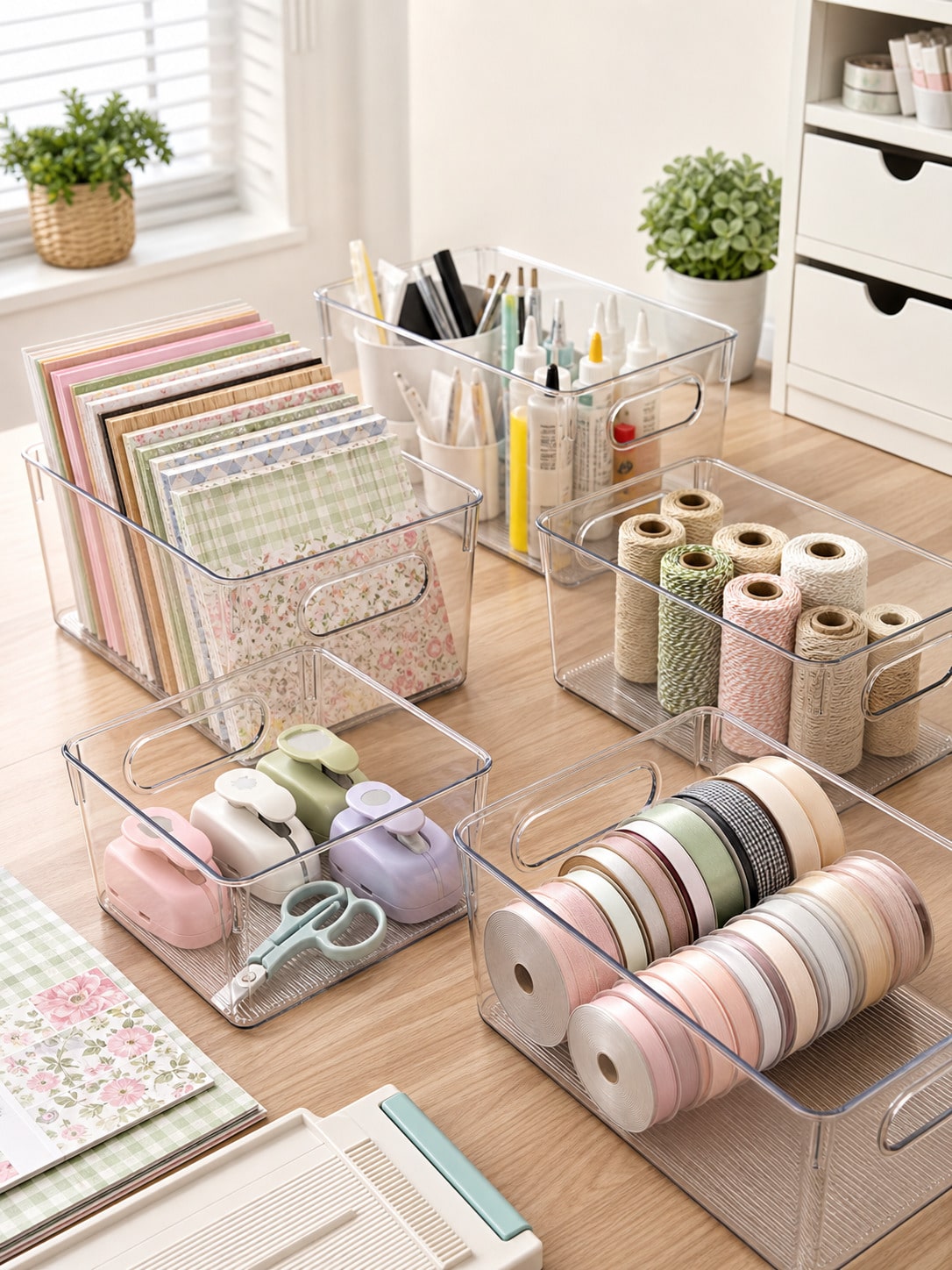 8-Pack Clear Storage Bins with - Desk Setup Organizer 评论和价格