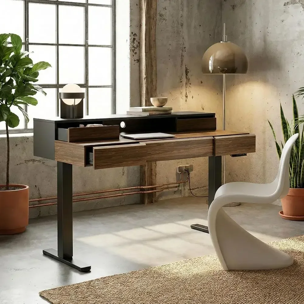 Solid Wood Electric Standing D - Monitor Riser Wood 评论和价格