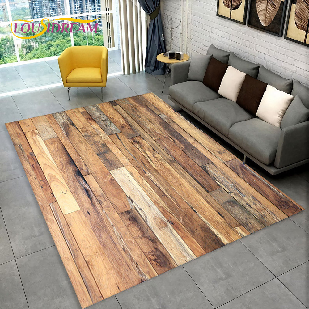 3D Wood Grain Retro Area Rug L - Desk Setup Girly 评论和价格