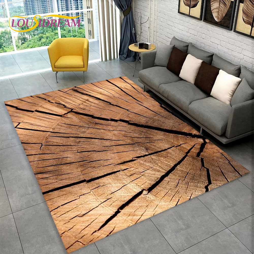 3D Wood Grain Retro Area Rug L - Desk Setup Girly 评论和价格