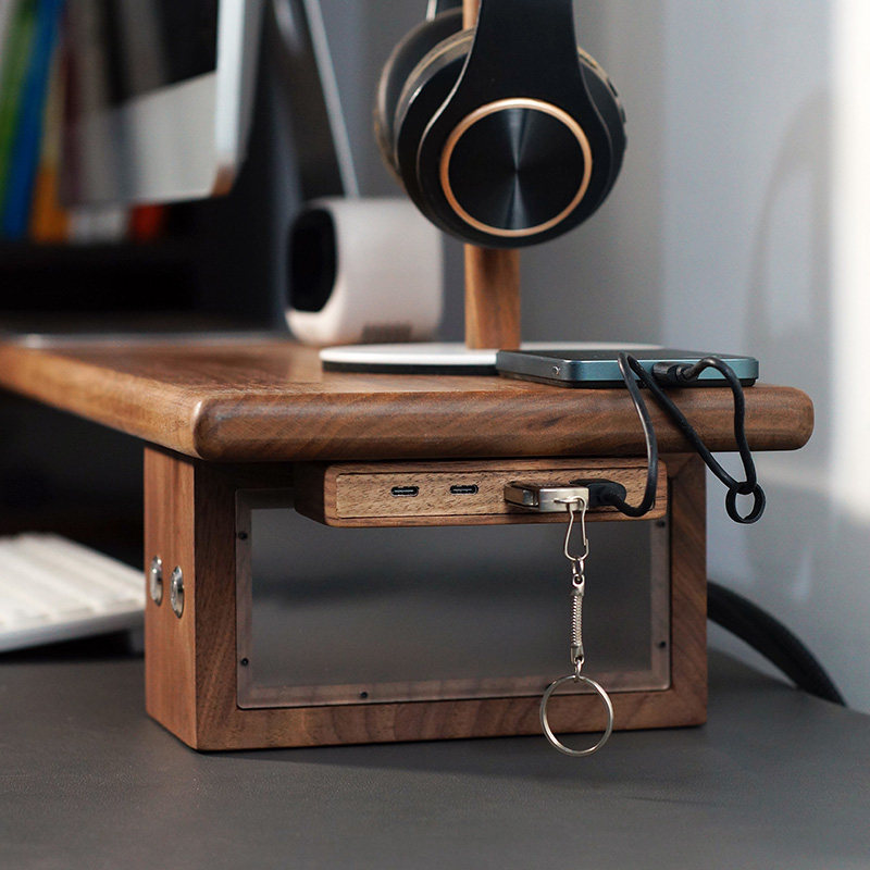 USB 3.2 Hub with Self-Adhesive - Monitor Riser Wood 评论和价格