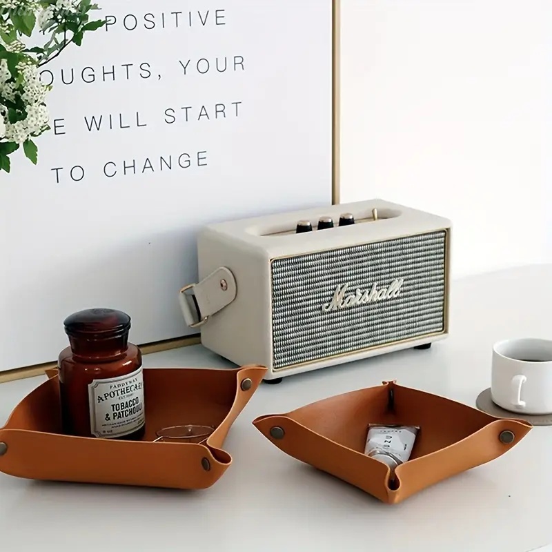 1PC 25X25CM Leather Tray Folda - Desk Setup Organizer 评论和价格