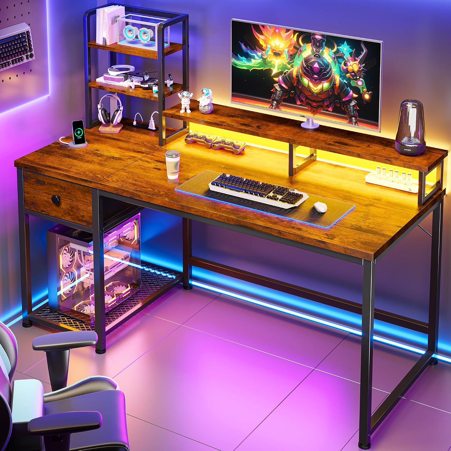 Small Computer Desk With Hutch - Desk Setup Brown 评论和价格