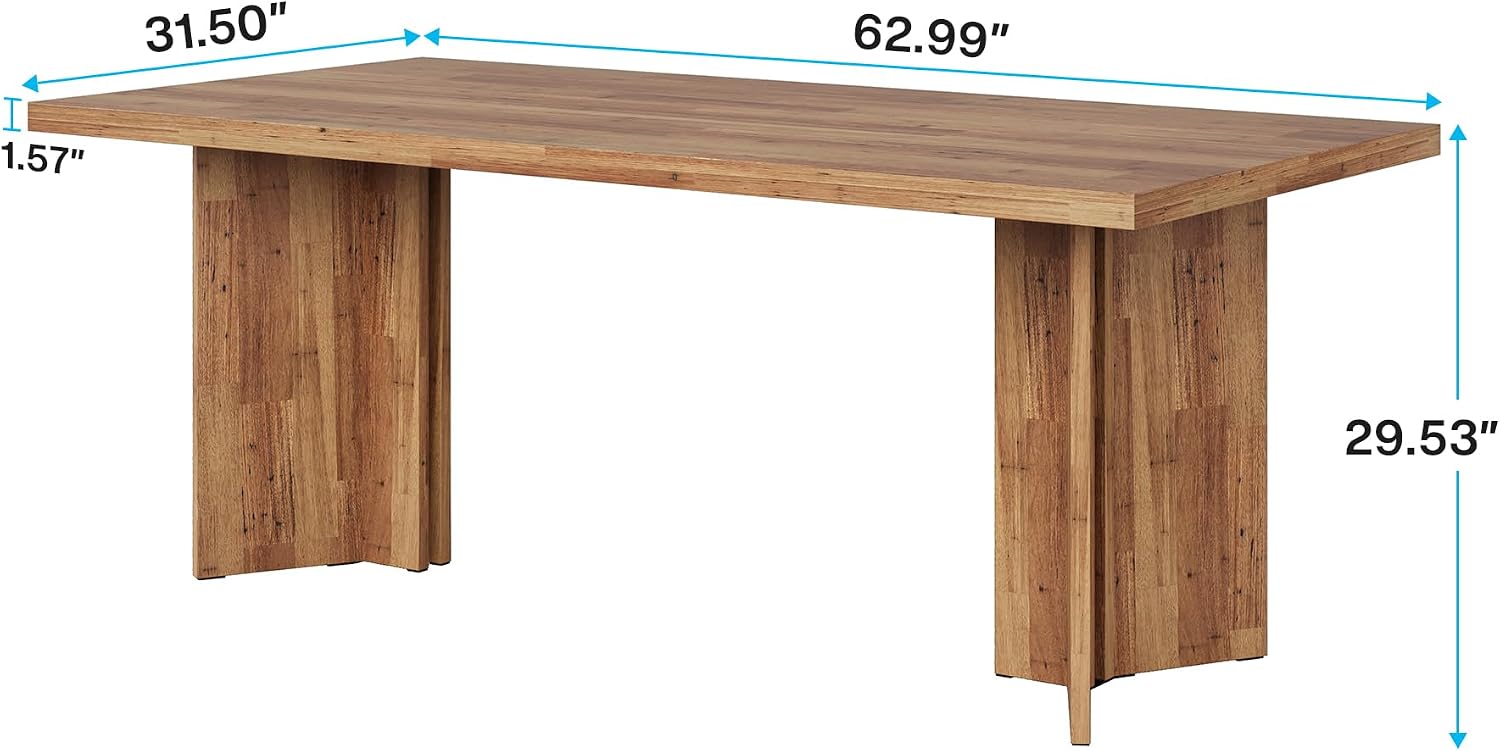 Large Rectangular Wood Dining  - Desk Setup Brown 评论和价格