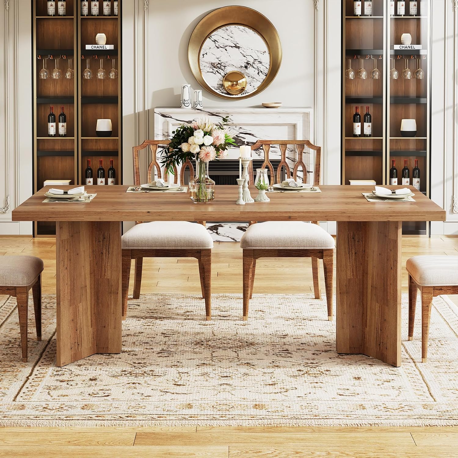 Large Rectangular Wood Dining  - Desk Setup Brown 评论和价格